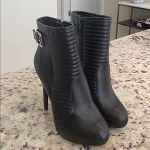 Express Black Leather Booties